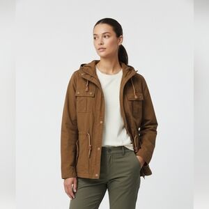 Aeropostale Brown Flannel Lined Gorpcore Hooded Utility Jacket Preppy Outdoor S
